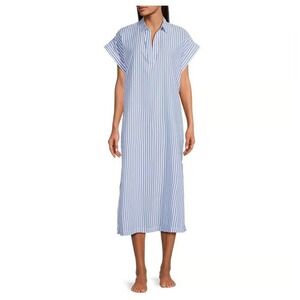 NWT Kate Landry 3x Blue White Stripe Cotton Lounge Kaftan Cover Up Dress 131118